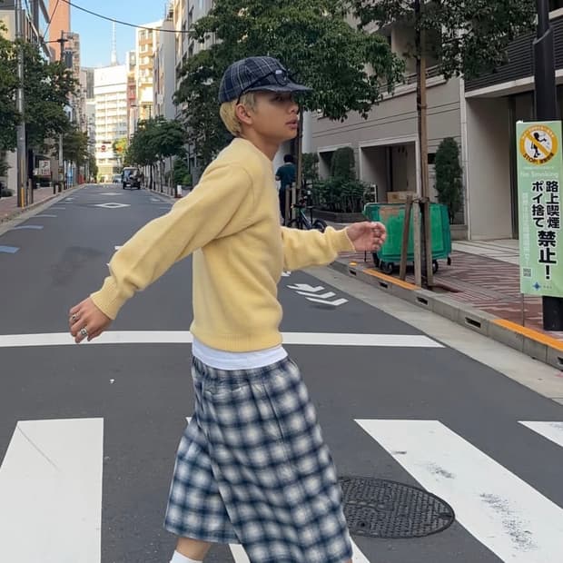스투시 체크 반바지