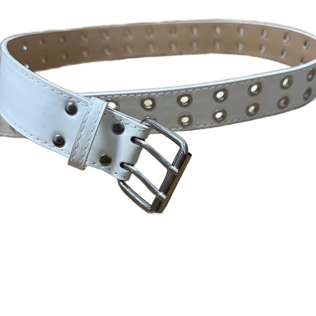화이트 볼 스터드 웨스턴 가죽벨트