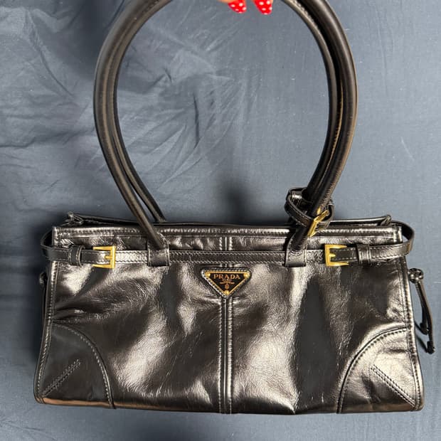 프라다 보니 미디움 가족 핸드백 블랙