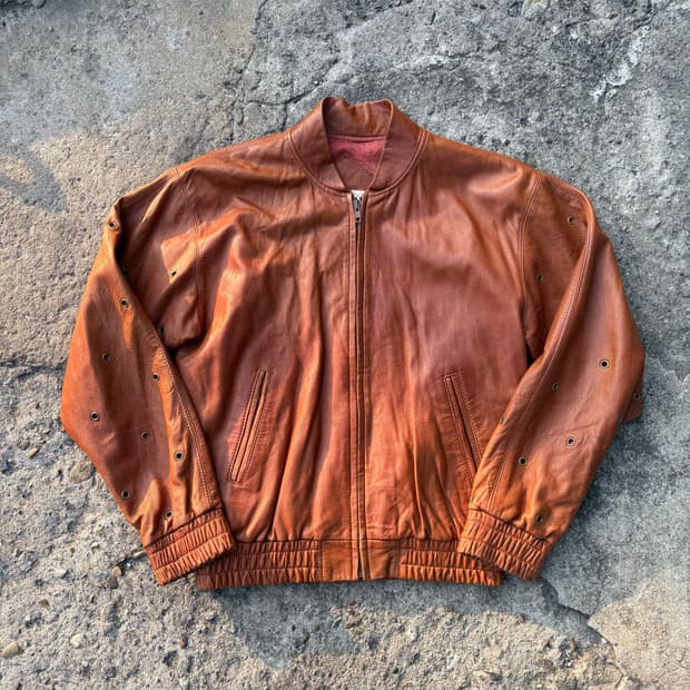 빈티지 멀티 아일렛 레더 자켓