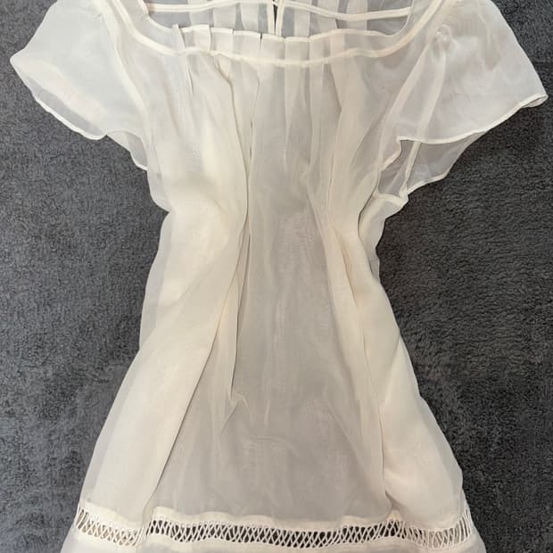 레이스 쉬폰 블라우스 화이트아이보리 반팔 블라우스 탑 상의 