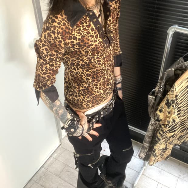 Leopard Denim Point Long Sleeve