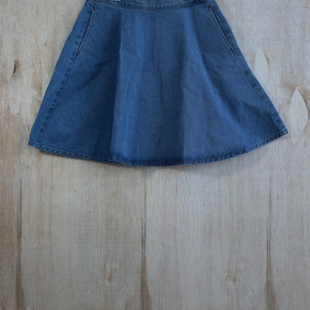 BROWNY 연청 밴딩 미니 스커트 플레어 데님 