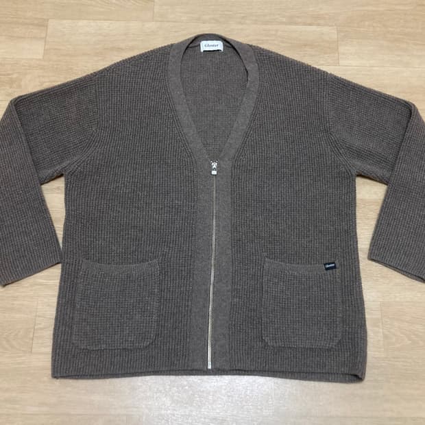 글로스터 울 집업 가디건 S 카키