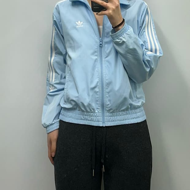 아디다스 파이어버드 스카이블루 윈드 바람막이 자켓