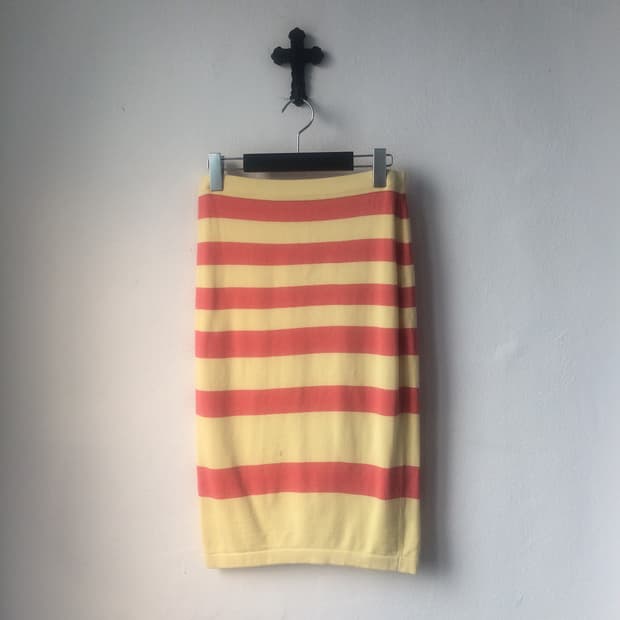 Stripe pattern midi skirt