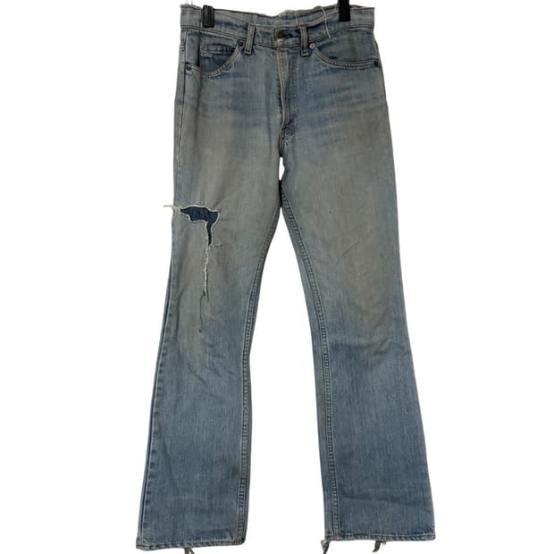 80s 오렌지탭 리바이스 517 부츠컷 플레어 리페어 데님 팬츠 31