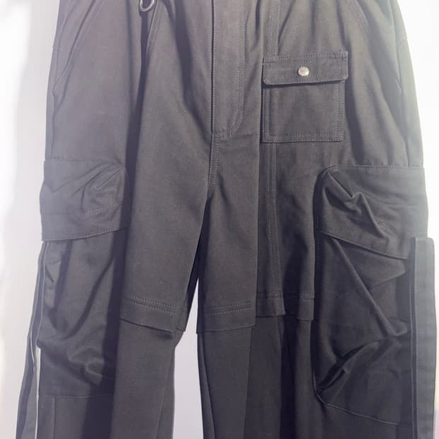 (새상품) jersey mixed cargo pants in black