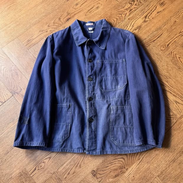 [M]80's 빈티지 워싱 헤링본 트윌 프렌치 워크자켓