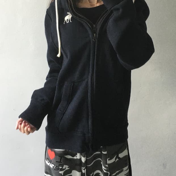 아베크롬비 가슴로고 이중 후드집업