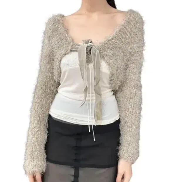 빈티지 니트 볼레로 가디건 