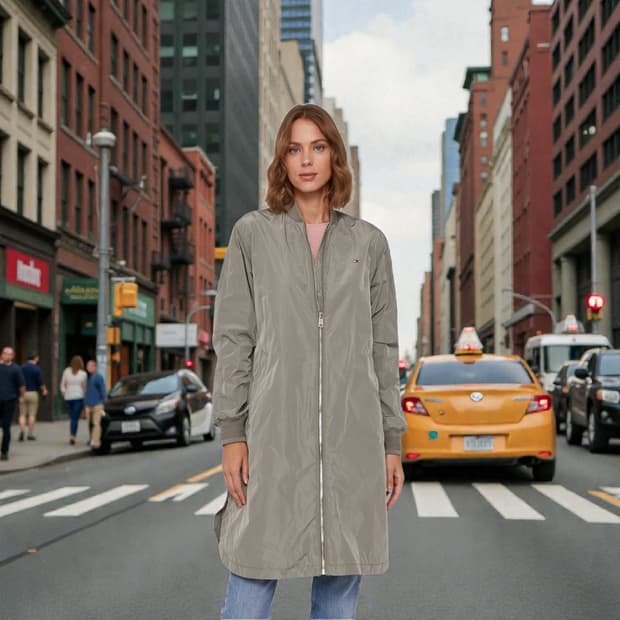 타미힐피거 여성 롱 봄버자켓 카키 롱점퍼 간절기 아우터 ㅣ 상태최상