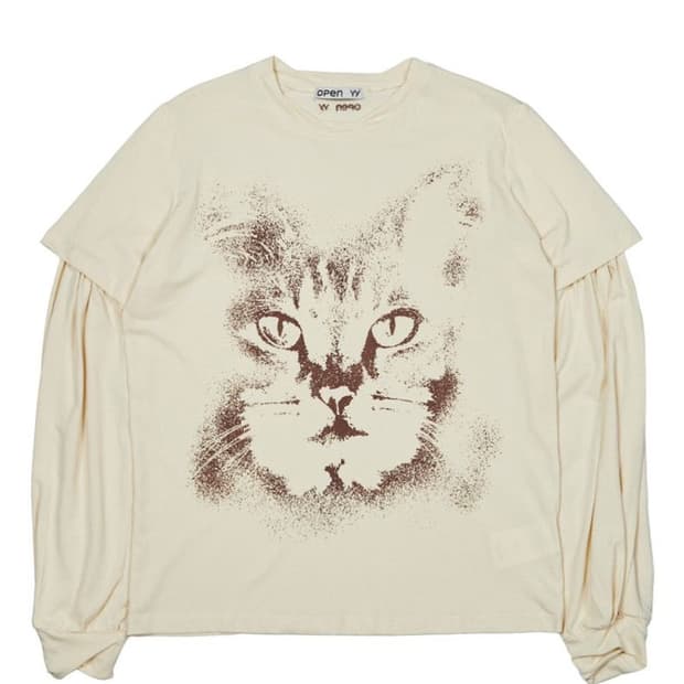 Open Yy 고양이 레이어드 티셔츠
