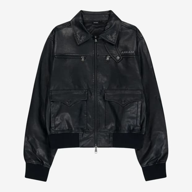 Western Collar Leather Jacket (Black) 2