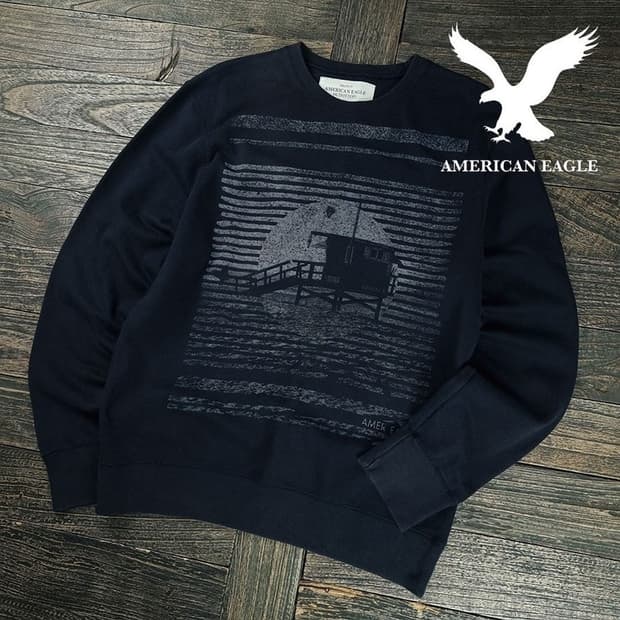 [아메리칸이글] Y2K 빈티지 그래픽 프린팅 맨투맨 챠콜 M19723