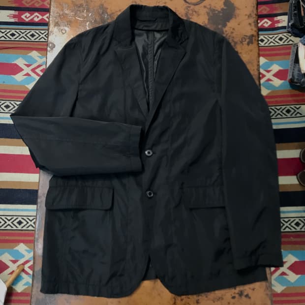 일본 빈티지 블랙 투버튼 폴리 블레이저 남성 102 105 여성 오버핏