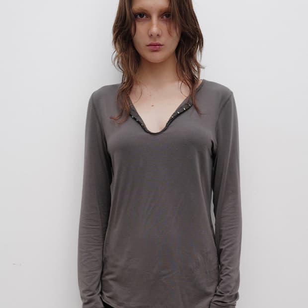 Open YY - HOOK HENLEY LONG SLEEVE (차콜) S