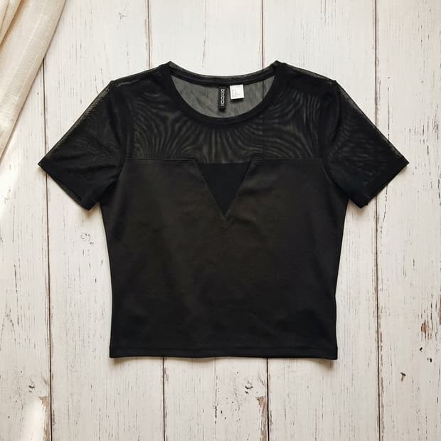 H&M DIVIDED 시스루 레이어드 블랙 티셔츠 (M사이즈)