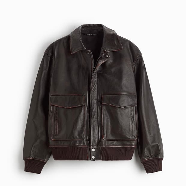 자라 포켓 레더 자켓 소가죽 A-2 자켓