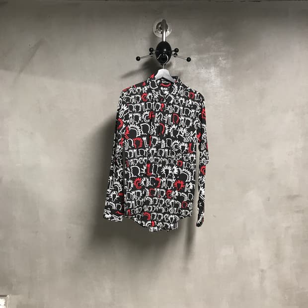 꼼데가르송 블랙 패턴 셔츠 L
