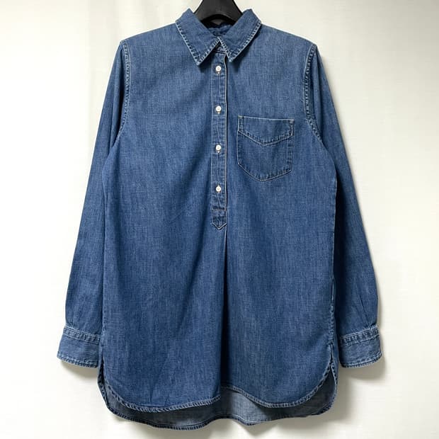 폴로 랄프로렌 여성 반버튼 라운드 슬릿 튜닉 데님셔츠 블라우스 S