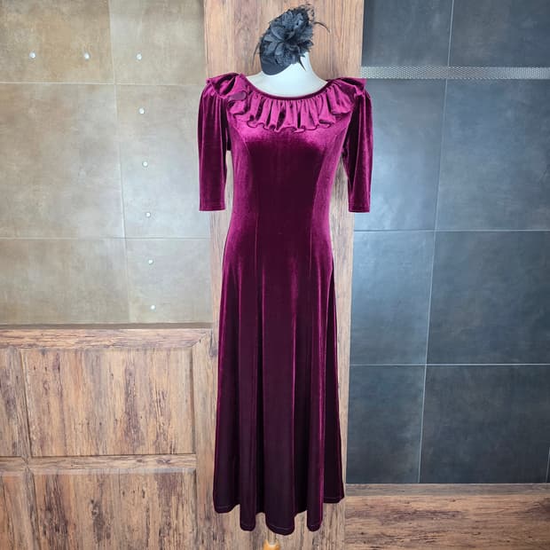 빈티지 벨벳 롱드레스