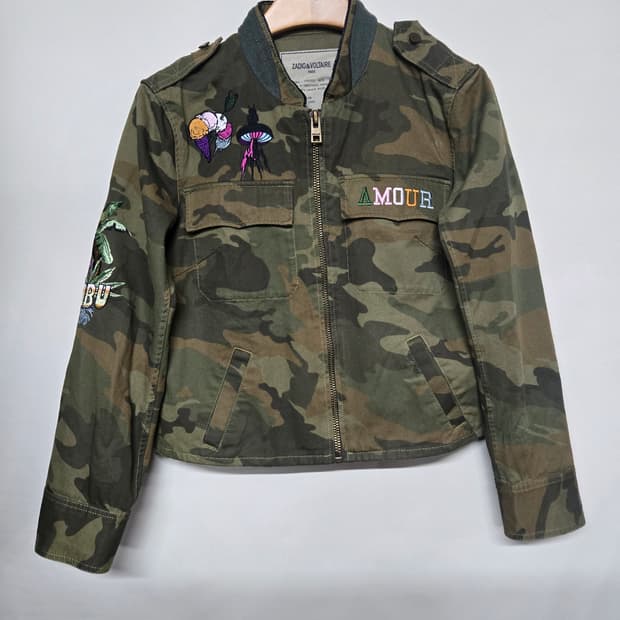 ZADIG&VOLTAIRE 카모플라주 자수 봄버 자켓 M