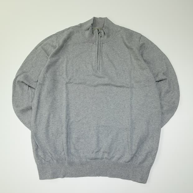 CL411 2XL 엘엘빈 00s 면캐시미어 하프집업 그레이 니트 스웨터