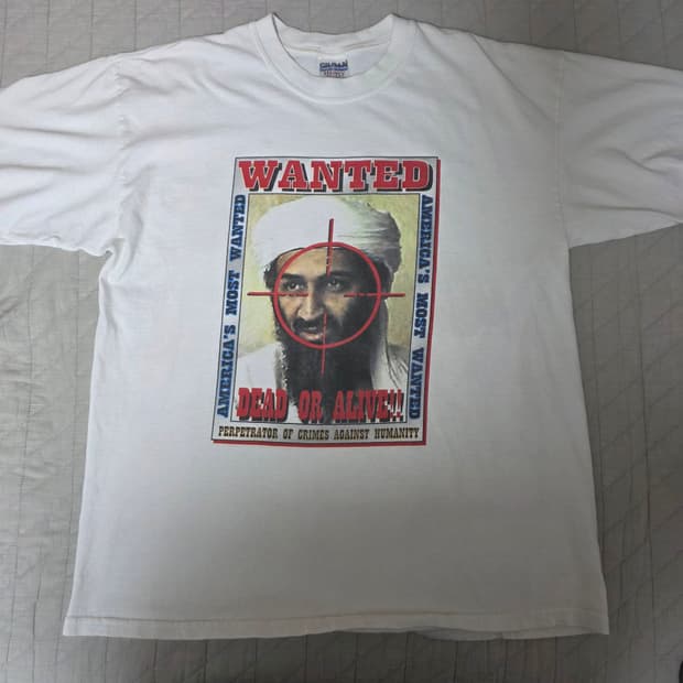 [XL] 00s 오사마 빈라덴 WANTED 포인트 빈티지 티셔츠
