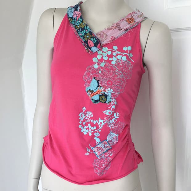 Vintage Oriental Print Pink Cami Top