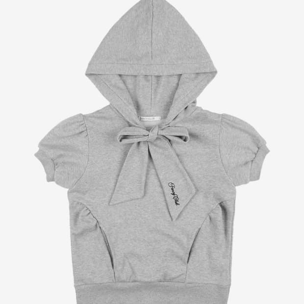 팬시클럽 퍼프 라운드 스카프 후디 gray
