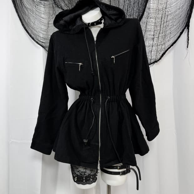 black one piece hood jacket