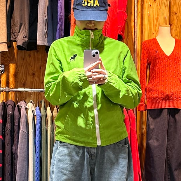 M 아베크롬비 심볼로고 그린 나일론 자켓