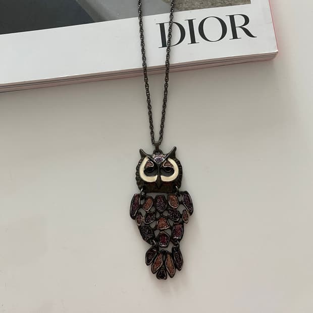 빈티지 부엉이 브론즈 목걸이