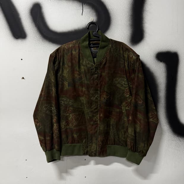 런던포그 에스닉 자카드 패턴 집업 블루종 자켓