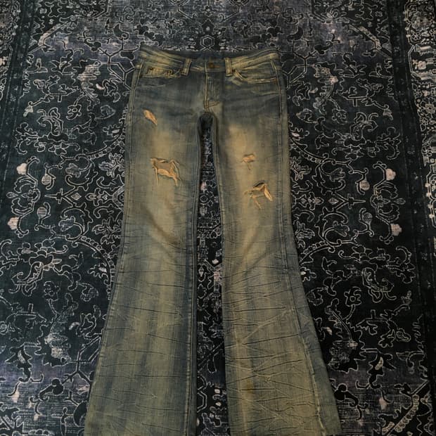 Japanese vintage washed bootcut denim