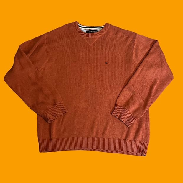 타미힐피거 니트 스웨터 오렌지