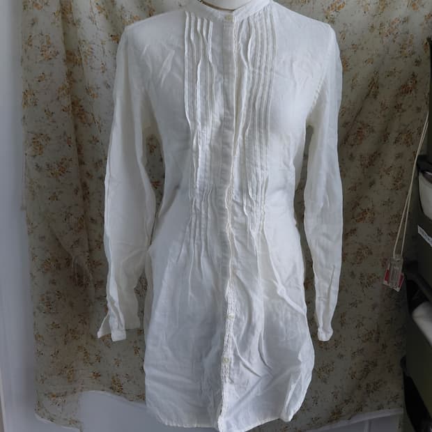 [일본빈티지] 유니클로 화이트 핀턱 롱 셔츠