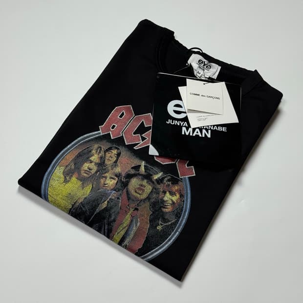 25SS 준야 와타나베 꼼데 가르송 ACDC 빈티지 락밴드 티셔츠 M