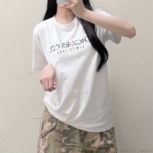 디키즈 카모 프린팅 화이트 반팔