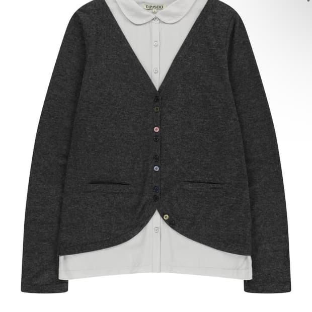 코이세이오 레이어드 셔츠 가디건 다크그레이