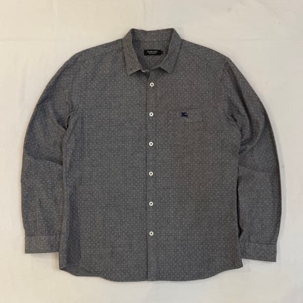 버버리 폴카닷 땡땡이 기마로고 셔츠 그레이