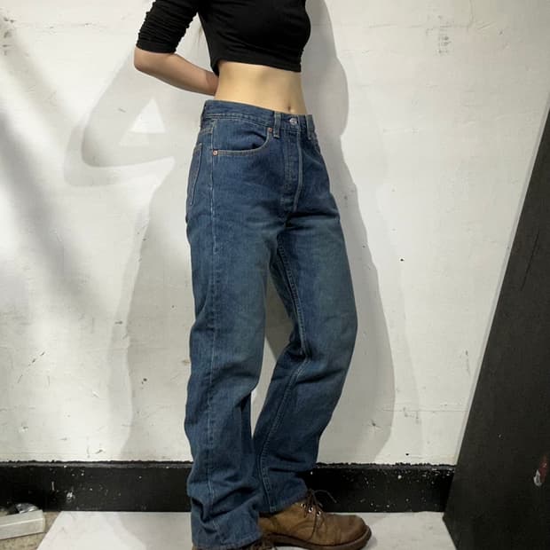 리바이스 501 중청 와이드 데님 팬츠 