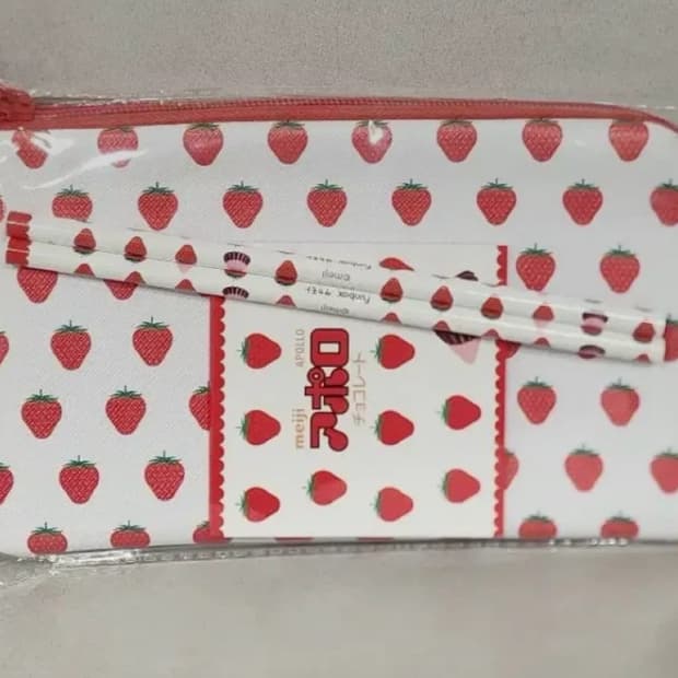 (일본정품)메이지아폴로 딸기문구세트 파우치필통