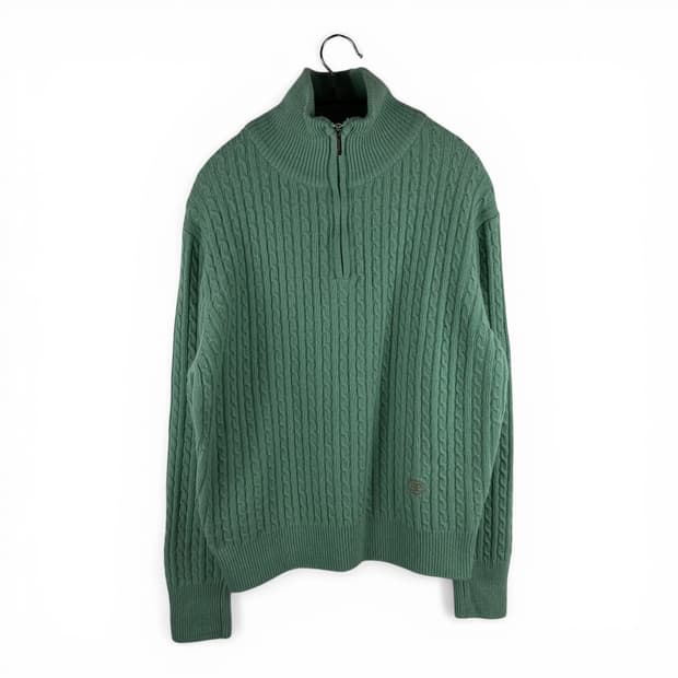 F) 시엔느 클래식 하프집업 케이블 니트 민트그린