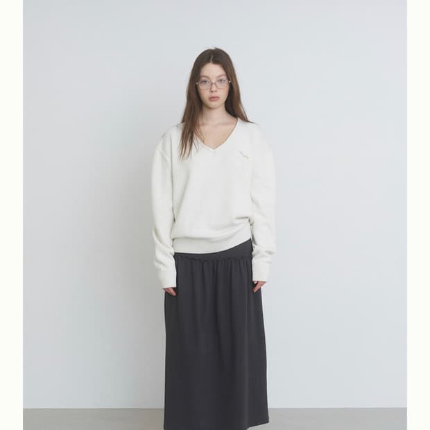 러브바이무드 테라스 셔링 스커트 차콜