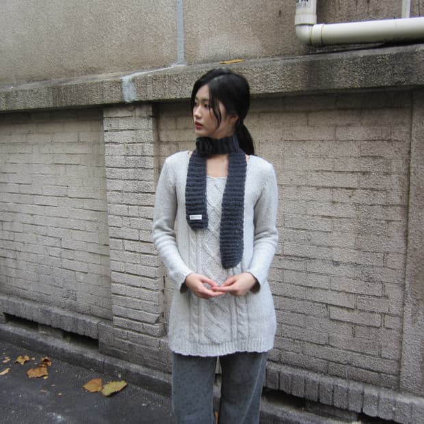 crochet mohair rose scarf charcoal