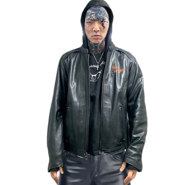 할리데이비슨 핸드커프스후드 후리스안감 고트스킨 바이커자켓