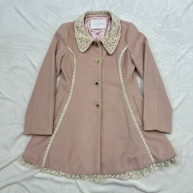 (0)리즈리사 레이스프릴 A라인 리본 코트 핑크