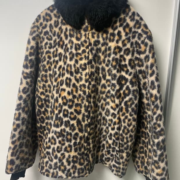 일본 빈티지 레오파드 퍼 자켓 갸루 펑크호피